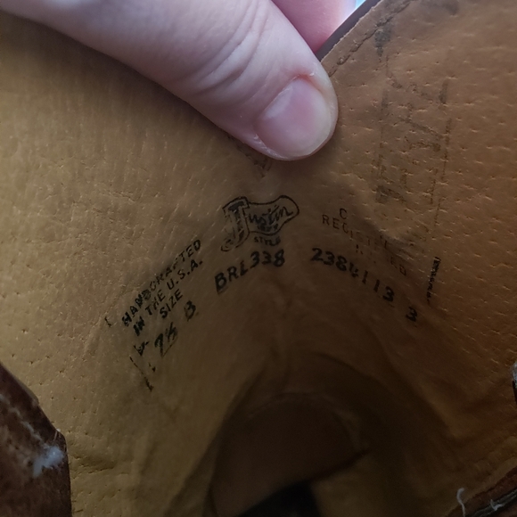 Justin Mens Hand Crafted in USA Western Boots Square size 7.5. In great preowned - Picture 5 of 8